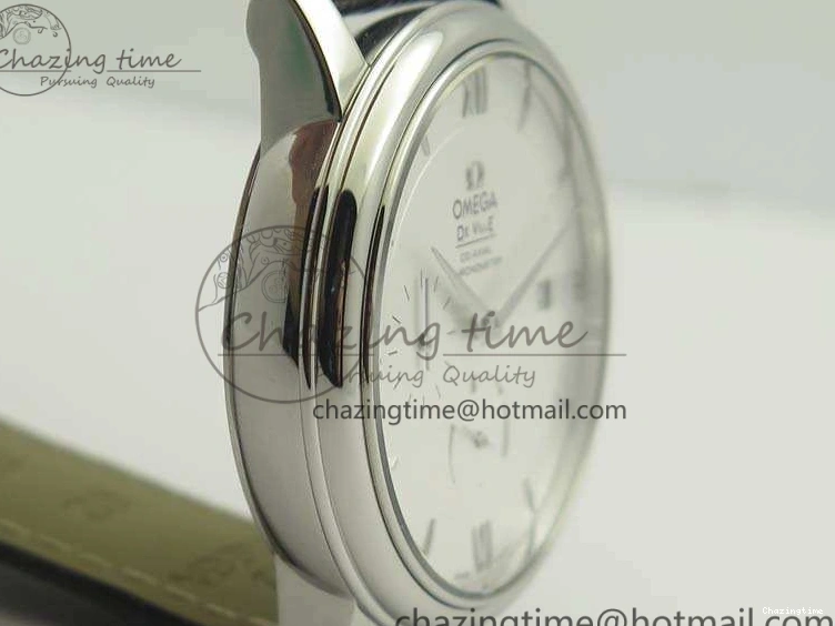 0310 FashionForward De Ville Prestige Real Power Reserve SS TW 1:1 Best Edition White Dial SS Markers On Leather Strap A 8095